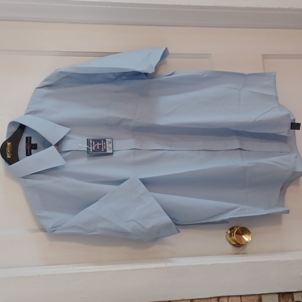 Boulevard dress shirt men's size 17.5 expanding collar blue short sleeve…